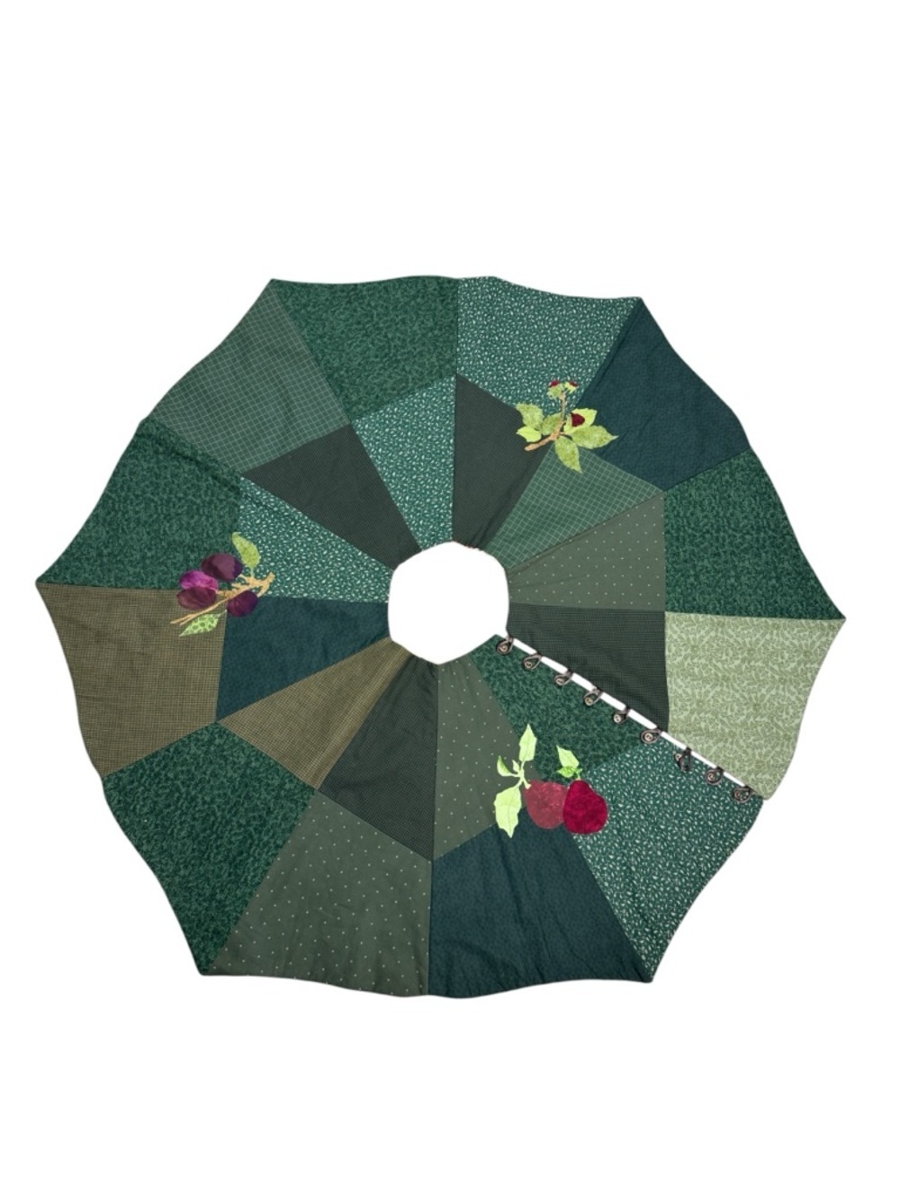 Handmade Patchwork Reversible Christmas Tree Skirt Vintage Cottagecore